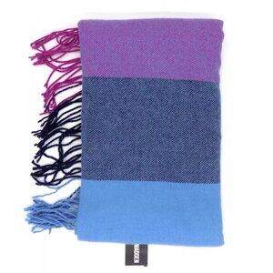 Steve Madden Fringe Scarf Blanket Purple Blue Colorblock